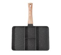 Genérico Nonstick Divided Grill Pan - Heat Resistant Handle Section Skillet For Breakfast | Multi Compartment Cast Aluminum Tray With Ridged & Bakelite Grip For Eggs, Bacon, Sausage And Home