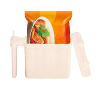 Genérico Noodle Holder - Instant Food Cup, Cat Ear Lid, Built-in Drainage System, Fork Storage Function, Top Performance Kitchen Category, White Large Portable Bowl For College Dorm Apartment