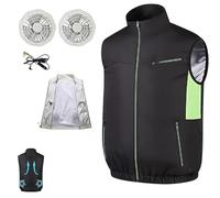 Genérico Noraui Storm Fan Jacket, Jacket Fans Vest for Men With Two Fans, for Hot Weather Stay Cool Men Women (Black,3XL)