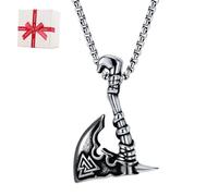 Genérico Nordic Hatchet Pendant Necklace,Stainless Steel Hatchet Shaped Necklace,Vintage Punk Stylish Pendant Jewelry for Men Women