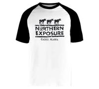 Genérico Northern Exposure Logo Worn Camiseta De Béisbol Unisex Blanca De Manga Corta