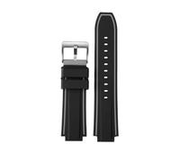 Genérico Nueva correa de reloj goma silicona for hombre, a rayas, Compatible con Timex E-tide Compass T2N720 T2N721 TW2T76300 TW2T76500 T45601 convexo 16mm(Black gray silver)