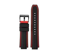Genérico Nueva correa de reloj goma silicona for hombre, a rayas, Compatible con Timex E-tide Compass T2N720 T2N721 TW2T76300 TW2T76500 T45601 convexo 16mm(Black red black)