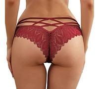 Genérico Nuevas Bragas Calientes Mujeres Encaje Encaje Ahuecado Ropa Interior Panty Seductora Invierno Elástico Cómodo, vino., S