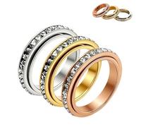 Genérico Nuevo anillo giratorio brillante: alivia la ansiedad, anillo antiestrés giratorio, resistente al agua y a la decoloración; simboliza votos y buena suerte para el uso diario. (3Piezas,7)