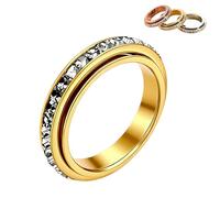 Genérico Nuevo anillo giratorio brillante: alivia la ansiedad, anillo antiestrés giratorio, resistente al agua y a la decoloración; simboliza votos y buena suerte para el uso diario. (Dorado,7)