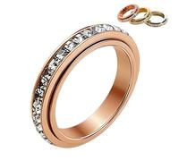 Genérico Nuevo anillo giratorio brillante: alivia la ansiedad, anillo antiestrés giratorio, resistente al agua y a la decoloración; simboliza votos y buena suerte para el uso diario. (Oro Rosa,7)