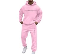 Genérico Nuevo Conjunto deportivo informal de dos piezas con capucha y manga raglán para hombre ropa cómoda con bolsillos y cordón ajustable ideal para uso diario y temporada durante todo el año (L)