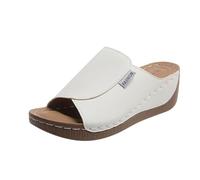 Genérico Nuevo producto categoría Sandalias de producto para mujer con suela gruesa y puntera expuesta de cuero de color sólido sandalias casuales para mujer, blanco, 42 EU
