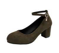 Genérico Nuevo Zapatos casuales elegantes para mujer con tacón grueso Diseño fácil de poner y versátil para el diario que combina perfectamente con jeans, ejército verde, 40 EU