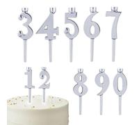 Genérico Number Candle Holders for Birthday Cake - Stainless Steel Digital Topper Set, 0-9 Cake Decoration Supplies | Party Baking Accessories for Wedding, Anniversaryy, Graduation, Retail Display