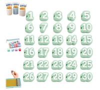 Genérico Numbered Pencil Toppers and Pencil Number Toppers，Green-30