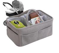 Genérico Nursery Organizer Diaper Tote Ba -, Portable Travel Carrier, Shower Storage, Removable Divider Utility, Parenting Merchandise, Grey Soft Corduroy Vehicle Interior Back Seat Sorting Bin