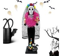 Genérico Nutcracker Decor Day of The Dead - 10x8.5x36cm Sugar Skull Inspired Holiday Figurine, Vibrant Skeleton Nutcracker Ornament For Halloween and De Celebration, Hand Painted Collectible Ho