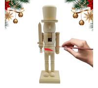 Genérico Nutcracker Figurine - 25.5cm Nutcracker Soldiers | Wooden Unpainted Sculpture - Festive Collectible Ornament | Thanksgiving Christmas Decor | Indoor Moving Parts