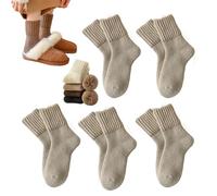 Genérico Nyzfeck Socks - 5 Pairs Women's Solid Mid-Calf, Soft Cozy Knit Calf Length Socks for Fall Winter (Beige,Talla única)