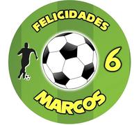 Genérico OBLEA de Campo Futbol Redonda Personalizada para Pastel o Tarta, Papel Comestible Decoracion Cumpleaños, Obleas Comestibles Torta Redondo - Vegano y Sin Gluten