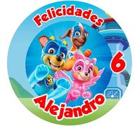 Genérico OBLEA Patrulla Canina PODEROSA Redonda Personalizada para Pastel o Tarta, Papel Comestible Decoracion Cumpleaños, Obleas Comestibles Torta Redondo - Vegano y Sin Gluten