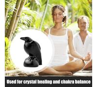 Genérico Obsidian Crow Ornament - Handcrafted Black Crystal Bird Sculpture | Polished Stone Figurine For Home, Office, Desktop & Bookshelf Decoration