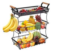 Genérico Obstständer - 3-Ebenen Obstkorb Für Küchentheke - Metall-Drahtbehälter mit für Snack-Früchte und als Küchenzubehör für die Theke im Farmhaus-Stil