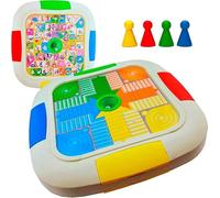 Genérico Oca y Parchís Automático/Juego de Mesa 2-4 Jugadores/Juego Tradicional para Niños y Adultos/Reversible 2 en 1 Ambas Caras
