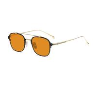 Genérico Occhiali da sole con protezione dalla luce blu per donna stile retrò anni '70 con doppio ponte lenti ambra classiche occhiali da sole con protezione UV,Black gold,+0.50