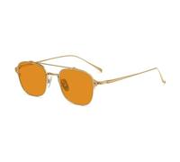 Genérico Occhiali da sole con protezione dalla luce blu per donna stile retrò anni '70 con doppio ponte lenti ambra classiche occhiali da sole con protezione UV,Oro,+1.50