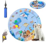 Genérico Ocean Breeze Splashland Cat Toy, 25/39 Inchs Cat Water Bed Play Mat, Anti-Scratch Water Mat for Cats, Thickened Water Pet Pad and Cooling Waterbed for Dogs/Cats (25in Style A)