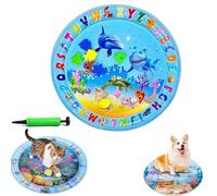 Genérico Ocean Breeze Splashland Cat Toy,Large Water Sensory Play Mat for Cats,Double Thickened Sensory Water Mat for Cat Dog with Pump,Ocean Themed Inflatable Waters Playmat for Indoor Cats