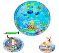 Genérico Ocean Breeze Splashland Cat Toy,Large Water Sensory Play Mat for Cats,Double Thickened Sensory Water Mat for Cat Dog with Pump,Ocean Themed Inflatable Waters Playmat for Indoor Cats