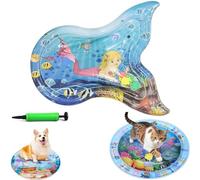 Genérico Ocean Breeze Splashland Cat Toy,Large Water Sensory Play Mat for Cats,Double Thickened Sensory Water Mat for Cat Dog with Pump,Ocean Themed Inflatable Waters Playmat for Indoor Cats