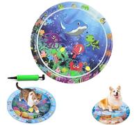 Genérico Ocean Breeze Splashland Cat Toy,Large Water Sensory Play Mat for Cats,Double Thickened Sensory Water Mat for Cat Dog with Pump,Ocean Themed Inflatable Waters Playmat for Indoor Cats
