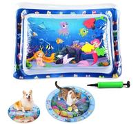 Genérico Ocean Breeze Splashland Cat Toy,Large Water Sensory Play Mat for Cats,Double Thickened Sensory Water Mat for Cat Dog with Pump,Ocean Themed Inflatable Waters Playmat for Indoor Cats