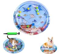 Genérico Ocean Breeze Splashland Cat Toy,Large Water Sensory Play Mat for Cats,Double Thickened Sensory Water Mat for Cat Dog with Pump,Ocean Themed Inflatable Waters Playmat for Indoor Cats