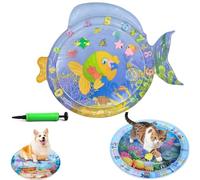 Genérico Ocean Breeze Splashland Cat Toy,Large Water Sensory Play Mat for Cats,Double Thickened Sensory Water Mat for Cat Dog with Pump,Ocean Themed Inflatable Waters Playmat for Indoor Cats
