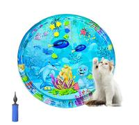 Genérico Ocean Breeze Splashland Cat Toy with Brush and Pump, Thickened PVC Material, Leak-Proof, Scratch-Proof, Fast Cooling, Sensory Water Play Mat For Cats and Dogs (S#5-39.37 * 39.37)