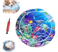 Genérico Ocean Breeze Splashland for Cats, Interactive Pet Water Bed, Cat Play Pool with Fish, Thickened Anti-Scratch Water Mat for Indoor Cat Dog (Large Round Model D)