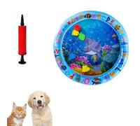 Genérico Ocean Breeze Splashland for Cats, Interactive Pet Water Bed, Cat Play Pool with Fish, Thickened Anti-Scratch Water Mat for Indoor Cat Dog (Small Round Model B)
