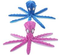 Genérico Octopus Dog Toy, Stuffing Free Octopus Dog Toy, Squeaky & Crinkle Plush for Aggressive Chewers Dogs, for Interactive Play, Teething & Anxiety Relief (2PCSC)