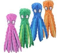 Genérico Octopus Dog Toy, Stuffing Free Octopus Dog Toy, Squeaky & Crinkle Plush for Aggressive Chewers Dogs, for Interactive Play, Teething & Anxiety Relief (4PCS)