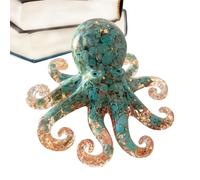 Genérico Octopus Statue | Crystal Gravel + Resin, 10x9.5x4.5cm, 155g | Animal Figurine For Home Decor | Tentacle Sculpture Gift (Green/Brown)