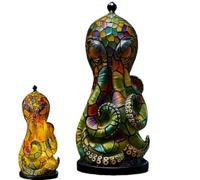 Genérico Octopus Table Lamp, Stained Glass Effect Octopus Lamp with Glowing Eyes, 3D Bohemian Ocean Themed Resin Decorative Night Light for Home Bedroom Living Room Office