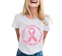 Genérico octubre rosa colibrí cáncer de mama regalo octubre rosa camiseta para mujer, 01 blanco., S