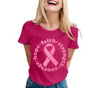 Genérico octubre rosa colibrí cáncer de mama regalo octubre rosa camiseta para mujer, 01 rosa brillante, S