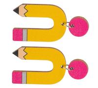 Genérico Of Wood Geometric Dangling Earrings For Women Creative Pencil Design Teacher Lightweight Fashion Earrings For Daily Wear And Special Occasions