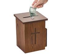 Genérico Offering Box Wooden - Wall Mounted Lockable Church Donation Box | Church Donation Box with Lock for Parish Shrine Tithe Event Religious Service Fundraising Congregation