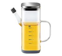 Generico Oil Bottle Dispenser - Glass Stainless Steel Silicone 550ml Refillable Olive Oil Pourer Cruet with Leak Proof Spout, Modern Cooking Óil Storage Container for Kitchen Cooking