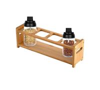 Genérico Oil Bottle Rack Organizer - Wooden Holder for Kitchen Cabinet | 4 Hole Storage Stand, 32x8x10cm Size, Fits Oil Vinegar Bottles, Tabletop Display Shelf, Home Cooking Cabinet