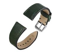 Genérico Oiled Waxed Leather Watch Strap Band For Men And Women Quick Release 18 Mm 20mm 22mm Classic Replacement(Green-Silver,22mm)