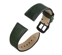 Genérico Oiled Waxed Leather Watch Strap Band For Men And Women Quick Release 18 Mm 20mm 22mm Classic Replacement(Green-Black,20mm)